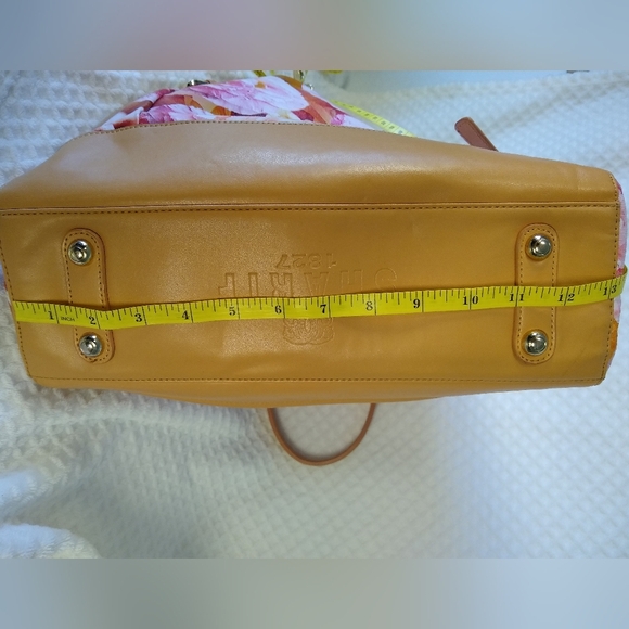 Sharif Hand Painted Tan Leather Purse Gorgeous Pink Florals - Picture 12 of 15